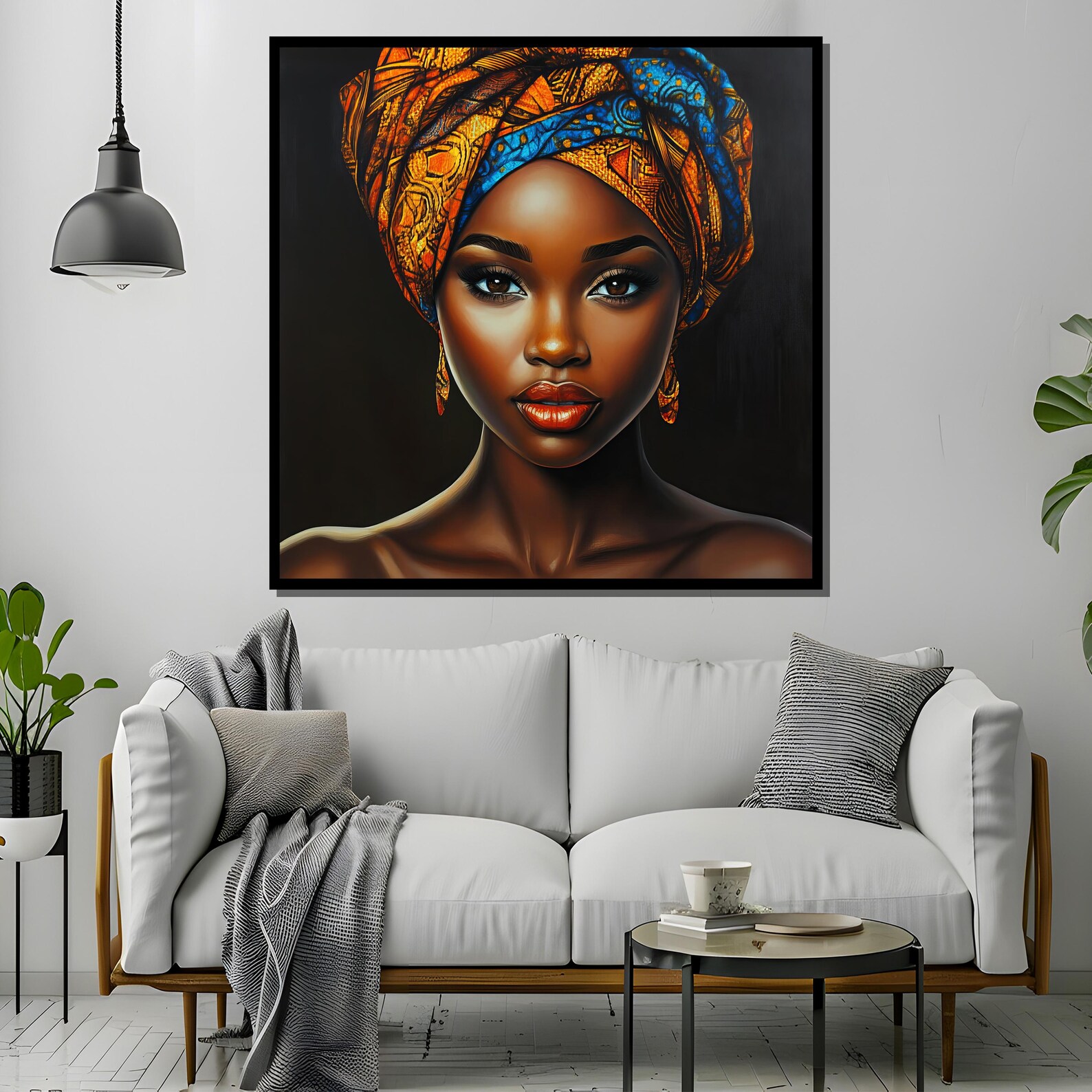 African Woman Canvas Wall Art, Elegant Black Beauty Portrait With ...