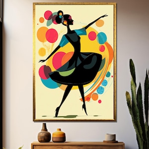 Colorful Modern Dancer Art Print | Vibrant Abstract Dance Wall Decor | Joyful Movement Home Poster
