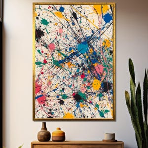 Colorful Abstract Canvas Painting – Modern Splatter Art Wall Decor – Bold Expressionist Gift for Creative Spaces