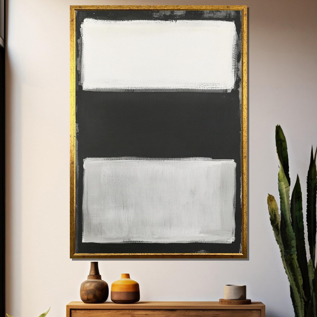 Mark Rothko Netural Mark Rothko Canvas Painting – Minimal Abstract Wall Art in Black and ...