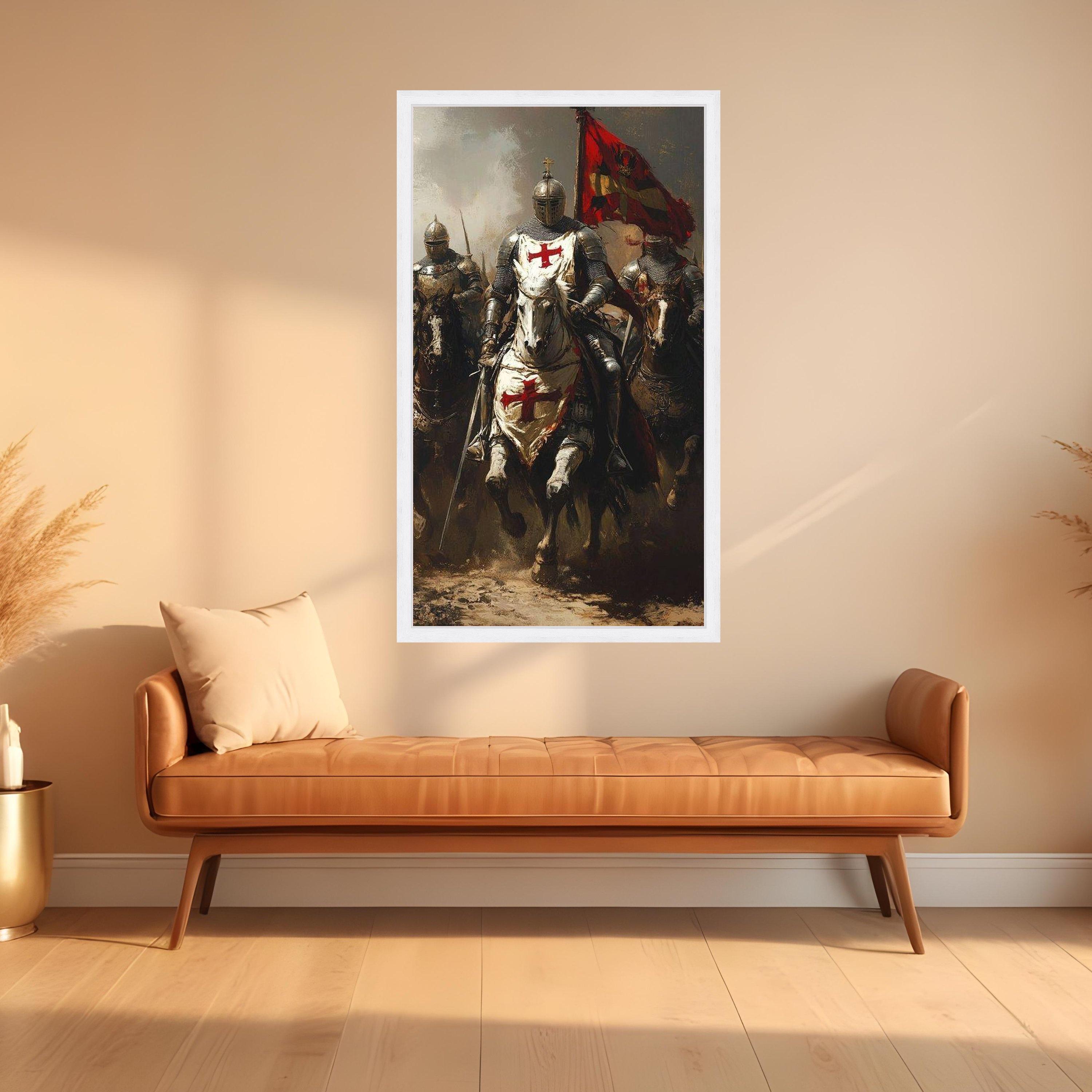 Medieval Knights Templar Charge Canvas, Historic Crusader Horsemen Wall ...