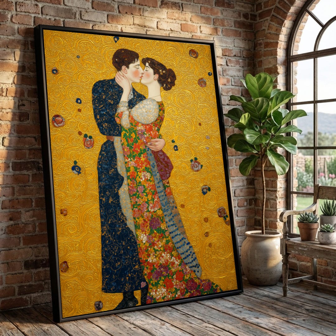 Gustav Klimt the Kiss Canvas Art, Gold Decor, Romantic Home Decor - Etsy