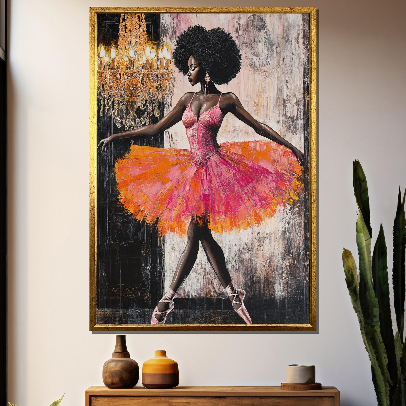 Elegant Black Ballerina Wall Art, Afro American Dancer Canvas Print ...