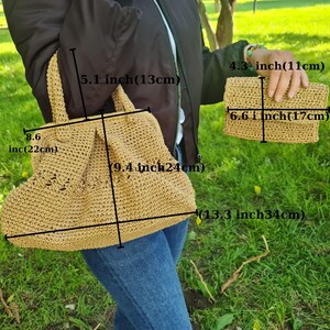 Raffia Clutch Bag: Beige Straw Knitted Pouch with Crochet Handle