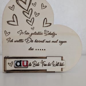 Lasercut Bausatz Wunderschönes Holzherz mit Duplobox und Ständer incl. Wunschtext
