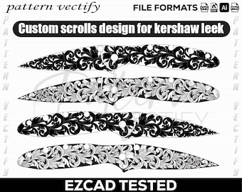 Kershaw Prei Scroll Design svg, vectorkunst, laserdesign, laserart, gravure, handcuffart, patroon, lasercut, lasergravure.