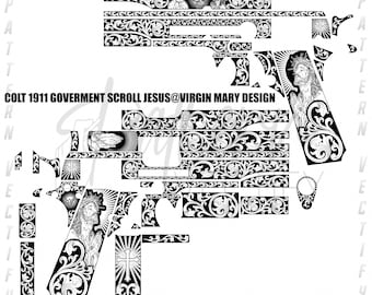 Rolontwerp COLT 1911: lasergravure vectorkunst (SVG, Ai, PNG, DXF)