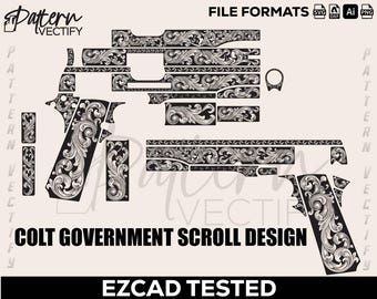 Fichiers vectoriels de gravure de défilement de modèle gouvernemental Colt 1911 (ai, svg, png, dxf)