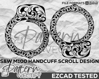 S&W M100-1 Scroll Design svg,vectorart,laserdesign,laserart,engraving,handcuffart,pattern,lasercut,laserengraving