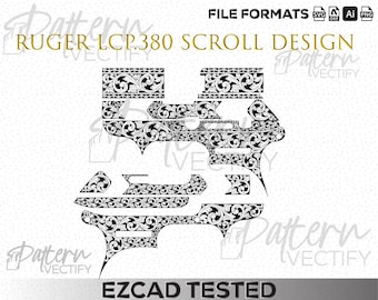 Ruger LCP.380 Schriftrolle Design: Lasergravur Vektorgrafik (SVG, Ai, PNG, Dxf)