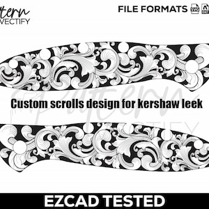 Kershaw Leek 1660 Scroll Design,svg,laserfile,lasercut,laserengraving,fiberlaser,engravingfiles,laserpattern,engravingdesign,knife image 4
