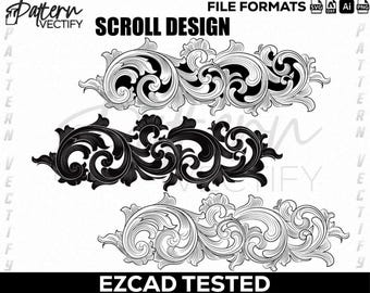 Floral scroll design SVG for laser engraving and printing.