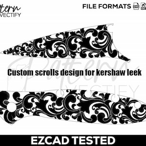 Kershaw Leek 1660 Scroll Design,svg,laserfile,lasercut,laserengraving,fiberlaser,engravingfiles,laserpattern,engravingdesign,knife image 5