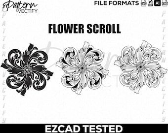 Bloemenrolontwerp SVG voor lasergraveren en afdrukken.