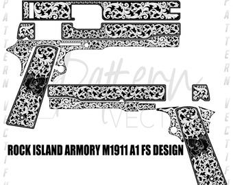Rock Island Armory M1911 rolgravureontwerp, vectorlaserkunst (SVG, AI, DXF)