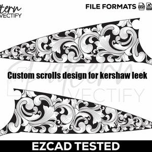 Kershaw Leek 1660 Scroll Design,svg,laserfile,lasercut,laserengraving,fiberlaser,engravingfiles,laserpattern,engravingdesign,knife image 2