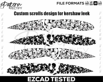 Kershaw Leek 1660 Scroll Design,svg,laserfile,lasercut,laserengraving,fiberlaser,engravingfiles,laserpattern,engravingdesign,knife