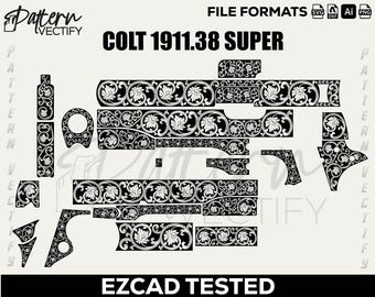 Colt1911 38SUPER SCROLL DESIGN svg,AB,vectorart,laserdesign,laserart,engraving,gripscrolldesign,pattern,axedesign,laserengraving