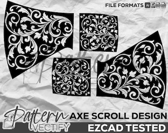 Bijl rolontwerp svg, vectorkunst, laserdesign, laserart, gravure, gripscrolldesign, patroon, bijlontwerp, lasergravure