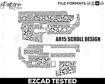 AR15 Rolontwerp Gravurepatroon | Lasergesneden vector (SVG, Ai, png, dxf)