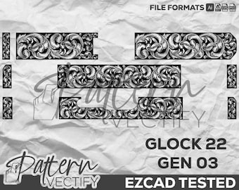 GLOCK 22 gen. 3 scrollontwerp, lasergravure vectorkunst (SVG, Ai, png, dxf)