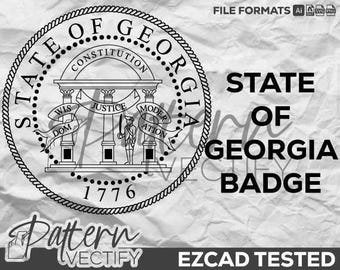 Bundesstaat Georgia Abzeichen svg,Vektorgrafik,Laserdesign,Laserkunst,Gravur,Griffmuster,Axtdesign, Lasergravur.