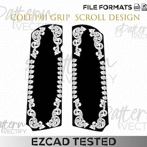 Colt 1911 grepprullmönstervektor | Lasergravering Svg Dxf Ai Png