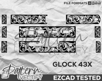 GLOCK 43X-rolontwerp, lasergravure vectorkunst (SVG, Ai, PNG, DXF)