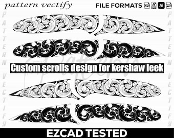 Kershaw Leek 1660 Scroll Design,svg,laserfile,lasercut,laserengraving,fiberlaser,engravingfiles,laserpattern,engravingdesign,knife