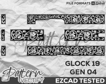 GLOCK 19 Gen 4 Schriftrolle Design, Lasergravur Vektor Kunst (SVG, Ai, PNG, Dxf)