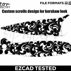 Kershaw Leek 1660 Scroll Design,svg,laserfile,lasercut,laserengraving,fiberlaser,engravingfiles,laserpattern,engravingdesign,knife image 3