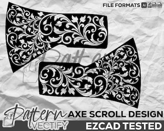 Bijl rolontwerp svg, vectorkunst, laserdesign, laserart, gravure, gripscrolldesign, patroon, bijlontwerp, lasergravure
