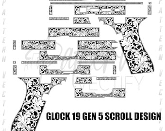 GLOCK 19 Gen5-rolontwerp, lasergravure vectorkunst (SVG, Ai, png, dxf)