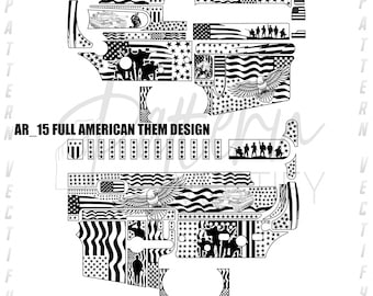 Motif de gravure de conception de rouleau AR15 | Vecteur découpé au laser (SVG, Ai, PNG, Dxf)
