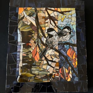 Mosaic painting with birds