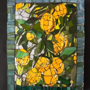Mosaic painting with a lemon tree