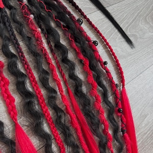 Bloody Mary,Festival hair Viking Ponytail with Dreadlocks,Boho Hair Extensions,Handmade Customizable Hair  Elastic Band with Feathers Gothic