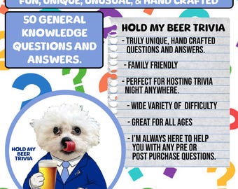 50 NEW General Knowledge Trivia Questions: Family Fun (Hand Crafted)