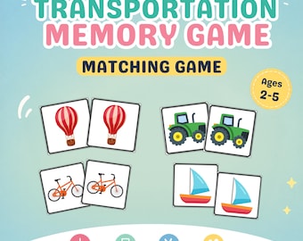 Vervoer matching games, voertuig matching activiteit afdrukbaar, voorschoolse game, montessorimateriaal, peuter leren, educatieve pdf's