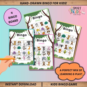 Bingo Game | Animal Bingo | Family Bingo Boards | Educational Game | Kids Printable Activity | Learning Game | Preschool | Birthday Game