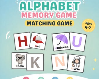 Alphabet Memory Game, ABC Flashcards Printable, Abc Match for Tod, Kids Letter Learning Homeschool & Preschool Montessori Activity Cards PDF