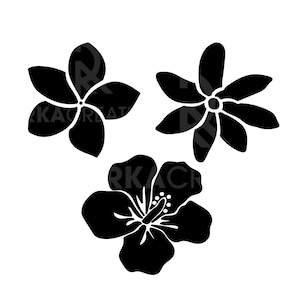 EDITABLE Set Of 3 Flower Pack - Plumeria, Tiare, Hibiscus