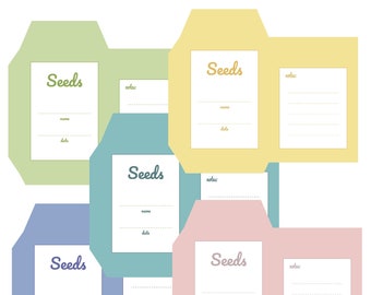 Pastel Seed Envelopes Template Set of 6 Seed Saving Envelopes • Printable • Digital Download • Fruit Veggies Flowers Seed Envelopes