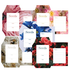 Floral Seed Packet Envelope Template Set of 5 Seed Saving Envelopes • Printable • Digital Download • Flowers Seed Envelopes • Flowers
