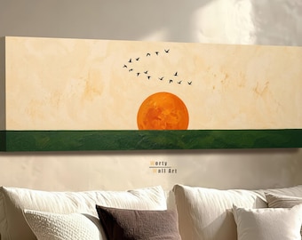 Minimalist Sunset Wall Art: Nature Decor, Abstract Art Print, Mid Century Modern