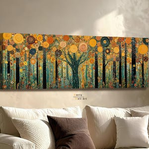 Gustav Klimt Style Forest Wall Art: Tree Of Life, Framed Canvas, Art Nouveau Decor image 1