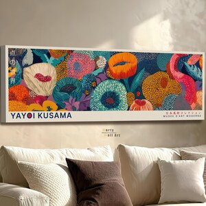 Yayoi Kusama Exhibition Poster: Colorful Abstract Painting, Botanical Prints, Trendy Wall Art