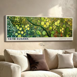 Yayoi Kusama Exhibition Poster: Green Abstract Art, Botanical Prints, Floral Wall Art
