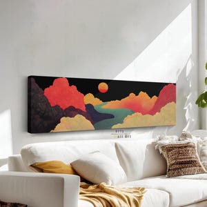Abstract Landscape Canvas Print: Retro Panoramic Wall Art, Framed Wall Decor