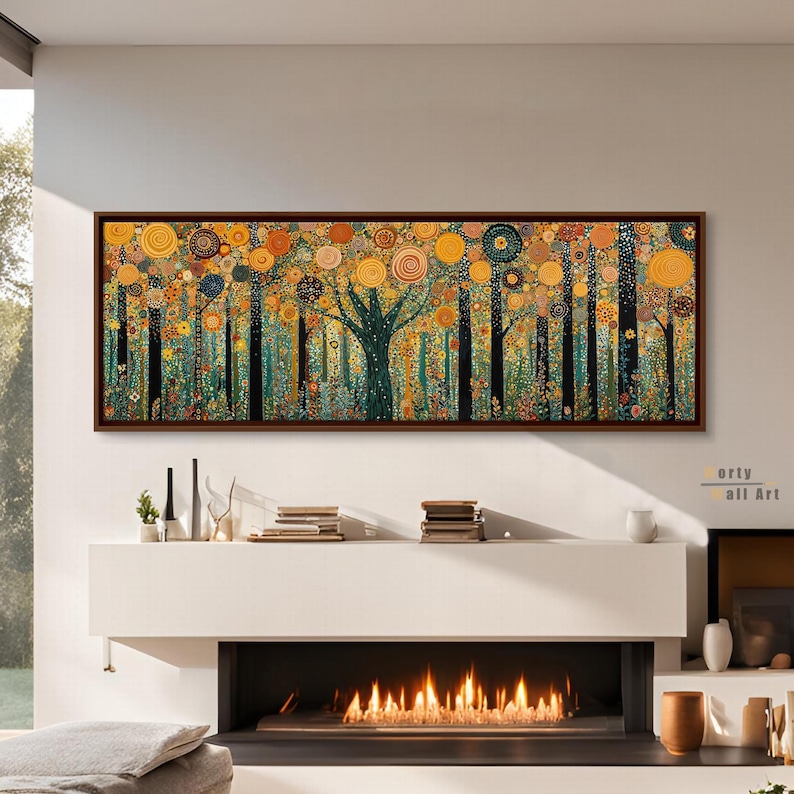 Gustav Klimt Style Forest Wall Art: Tree Of Life, Framed Canvas, Art Nouveau Decor image 4